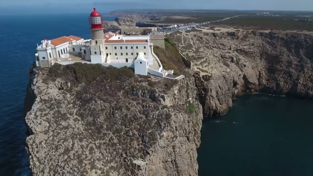 鸟瞰图圣维森特Cabo de Sao Vicente -欧洲最西南的点，位于葡萄牙的阿尔加维。