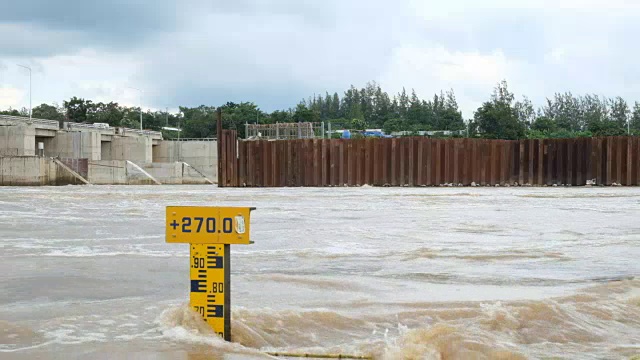 河面水位的标高，在雨季水流非常湍急。