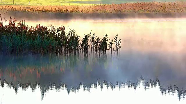 傍晚与山湖，Videoeffect, Attlesee, Nesselwang, Allgäu, Alpen，拜仁，4K