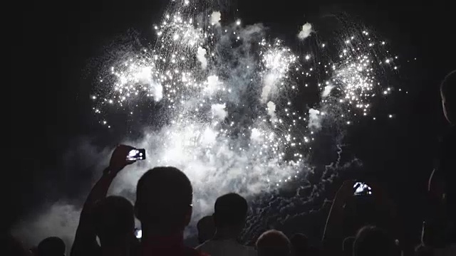 美丽的烟花节人们看烟花