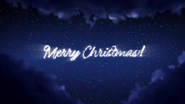 詳情圖-藍(lán)色的圣誕夜和云朵，圣誕老人的花招和馴鹿的剪影飛行顯示圣誕快樂(lè)的信息與文本空間放置標(biāo)志類型或復(fù)制。動(dòng)畫禮品賀卡4k視頻