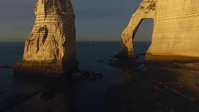 鸟瞰图诺曼底海岸线，塞纳河海事，法国