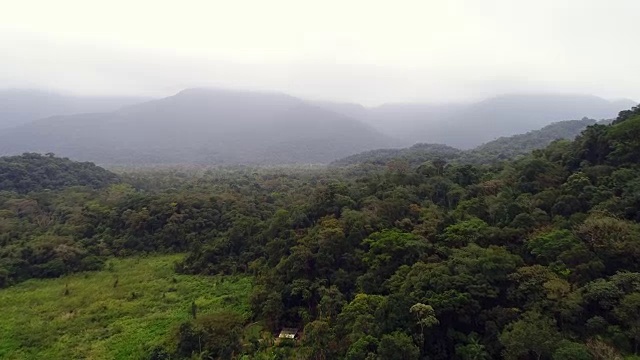 森林景观和山脉在一个多云的日子在巴西