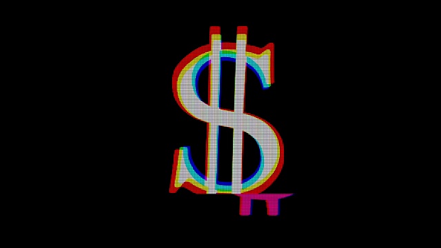 数字美元符号小故障干扰无缝回路——新动态金融科技企业丰富多彩的视频素材