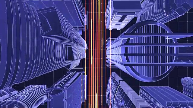 城市摩天大楼和数字网络。未来的金融区。