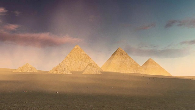 詳情圖-吉薩大金字塔的多云天空在黃昏或黎明