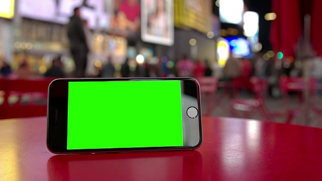 纽约时代广场智能手机移动人群绿屏chromakey