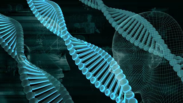 蓝色的DNA、医学科学和生物技术化学基因