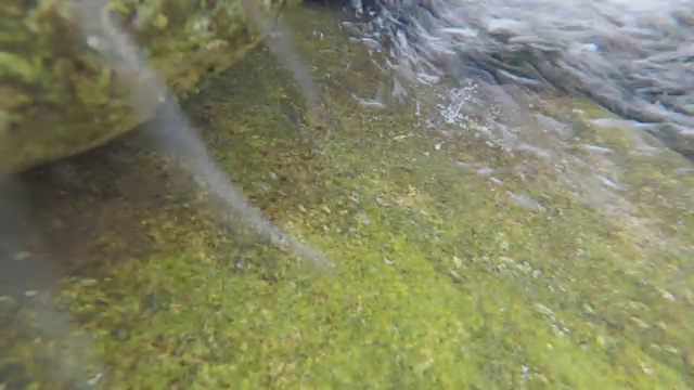 有气泡的河中的水流