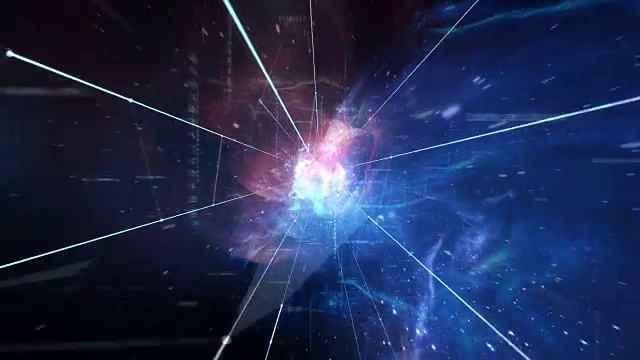 扫描马头星云。数字空间隧道。背景中的数据和粒子