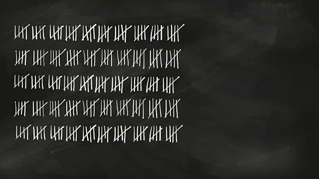 五个系列的记帐单在黑板上用粉笔写着从1到250的数字