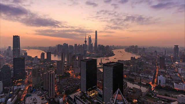詳情圖-從夜晚到白天，上海的天際線和城市景觀的時(shí)間流逝