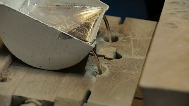 熔化的液态金属从模具中流出