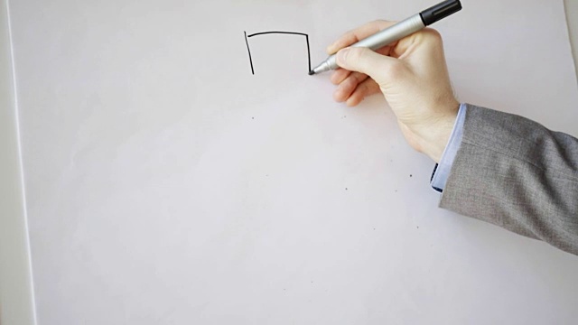 详情图-商人在白板上用记号笔绘制方案的特写