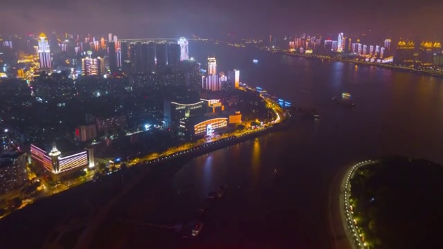 详情图-中国夜景时间照亮武汉城市景观青川大桥航拍全景4k时间流逝
