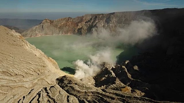 卡瓦伊真火山，硫磺被开采的地方