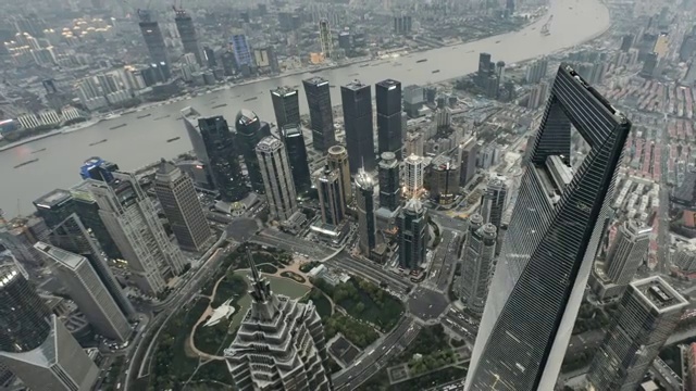 T/L WS HA ZO高视角上海市区，白天到黄昏/上海，中国