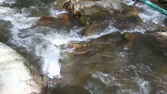 森林里干净的淡水。小山河。水在山。冬天森林里的河流。国家公园。青少年Tok皇家项目发展中心。清迈。泰国