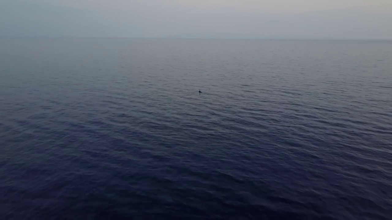 在风暴前飞过毛伊岛海岸的平静海面