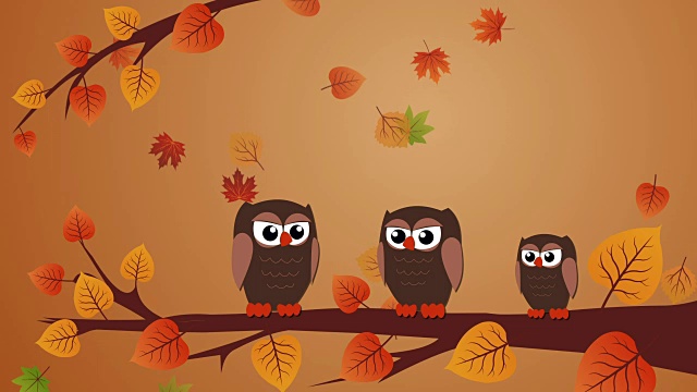 詳情圖-有貓頭鷹和秋葉的感恩節(jié)賀卡