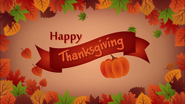 有落葉和南瓜的感恩節(jié)賀卡