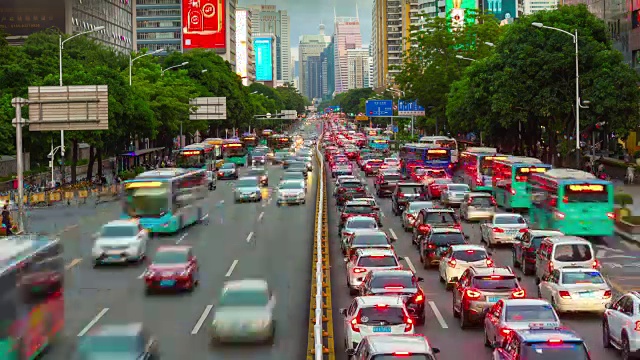 4k时间跨度的中国深圳市区交通街道大桥全景
