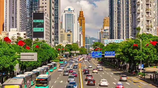 4k时间跨度的中国深圳市区交通街道大桥全景