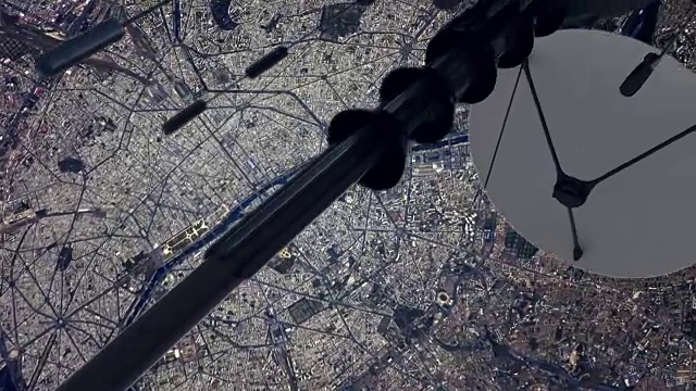 详情图-向地球发送信号的通信卫星。飞过大城市