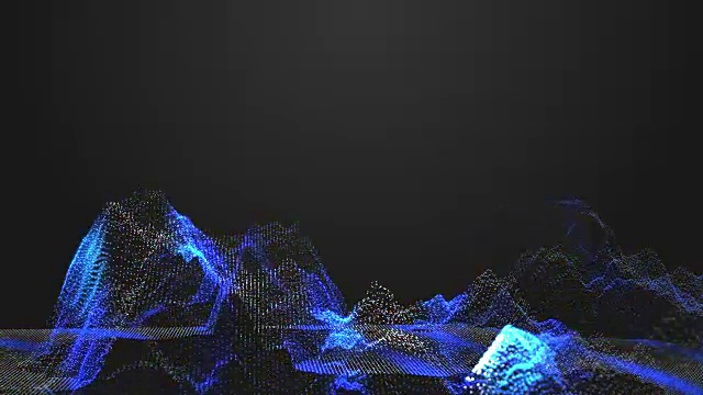 用扫描波三维绘制山的抽象线框图，技术概念