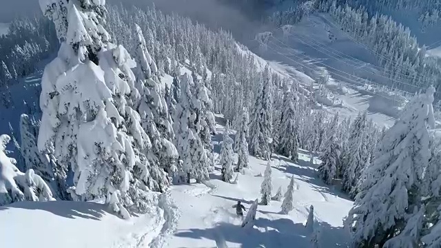 一架无人机击中了一名在华盛顿州史蒂文斯山口瀑布山森林滑雪的人