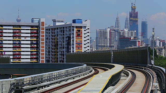 马来西亚捷运列车，以吉隆坡为背景