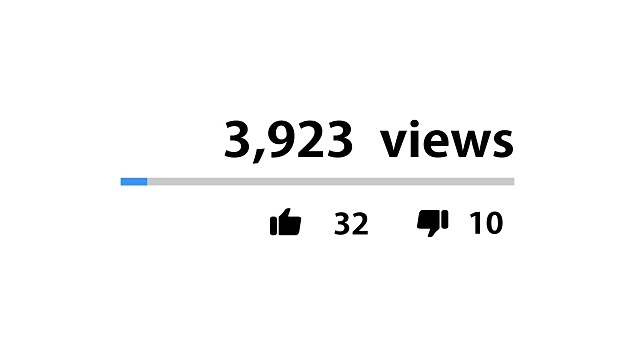 Youtube Like & Views计数器与碰撞效果。4 k动画。