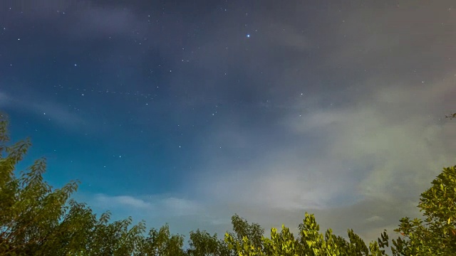 树林里的夜空，时光流逝