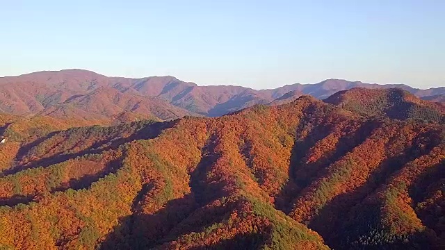 韩国山区的秋景