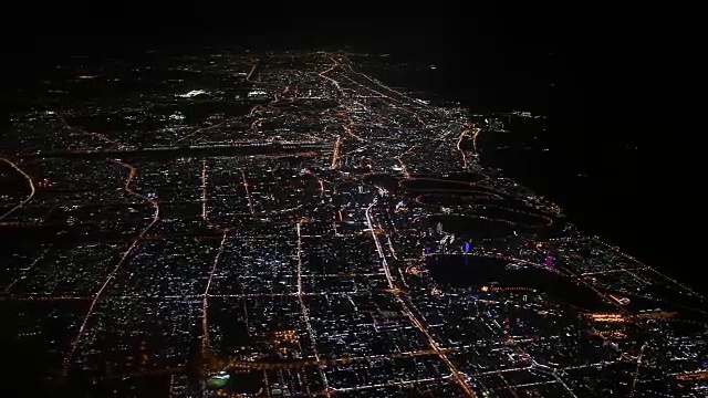 夜间迪拜城，鸟瞰图