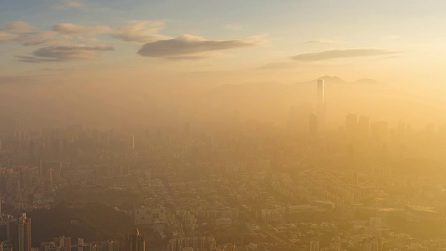 香港城市天际线从早到晚的时间流逝