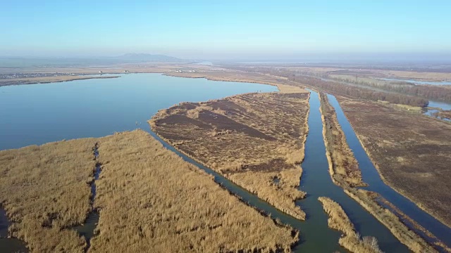 多瑙河三角洲湿地鸟瞰图