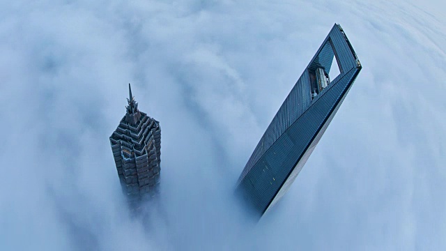 詳情圖-4K:中國平流層云上的上海摩天大樓。