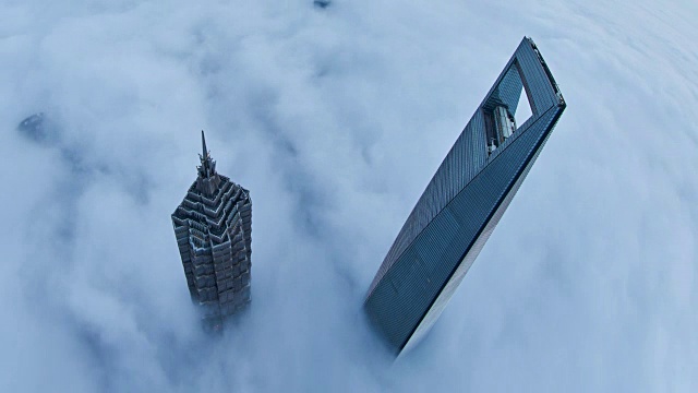 詳情圖-4K:中國平流層云上的上海摩天大樓。