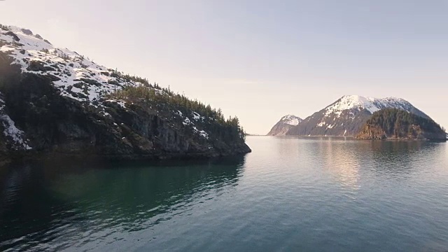 广阔的飞鹰穿越阿拉斯加雪山