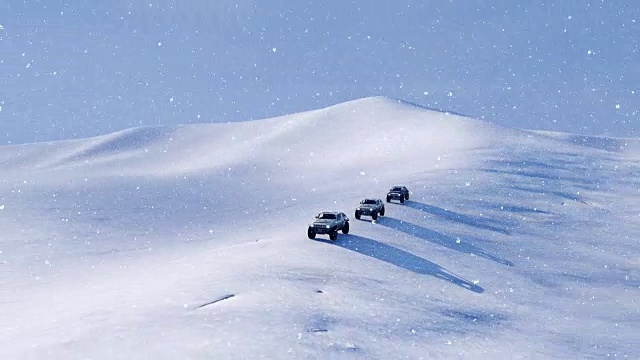 详情图-下雪时越野车越野车在雪坡上