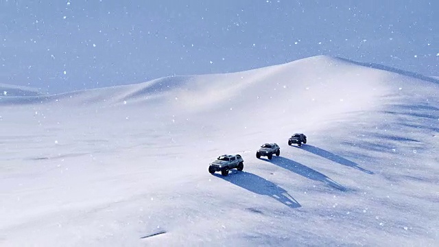 详情图-下雪时越野车越野车在雪坡上