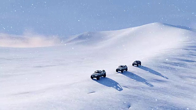 详情图-下雪时越野车越野车在雪坡上