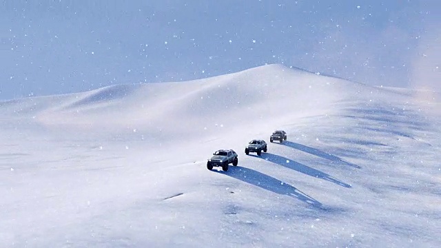 详情图-下雪时越野车越野车在雪坡上