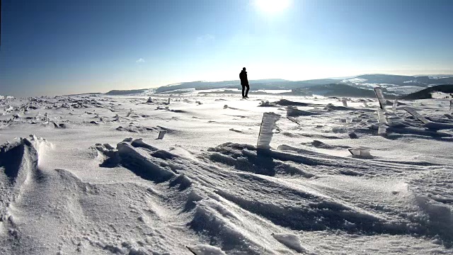 雪远足，暴风雪，暴风雪，风，雪堆，冬天，霜冻，冰晶，冰晶，瓦瑟库佩，Rhön，黑森，4K