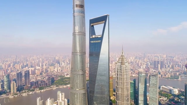无人机拍摄:上海陆家嘴金融区4K鸟瞰图