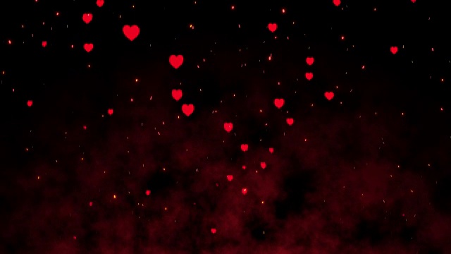 4K動(dòng)畫一大堆心形火花的慢動(dòng)作。美麗的抽象背景上的主題火，運(yùn)動(dòng)圖形和動(dòng)畫背景。情人節(jié)。