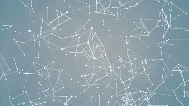 摘要在灰色渐变背景上用线条绘制白色几何丛