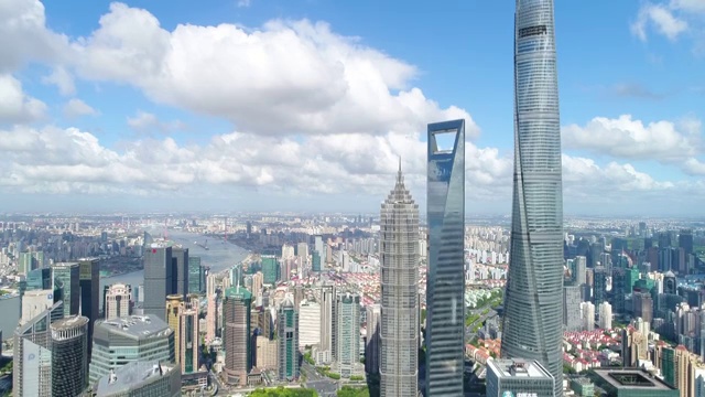 无人机拍摄:上海陆家嘴金融区4K鸟瞰图