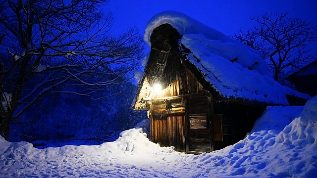 白川吾村冬季降雪，联合国教科文组织世界遗产，日本。